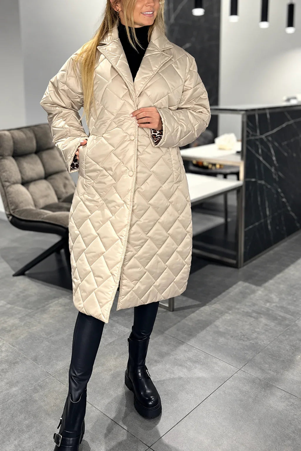 Kendall | Quilted Leopard-Lined Coat