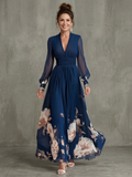 Maude | Floral Hem Sheer Sleeve Maxi Dress