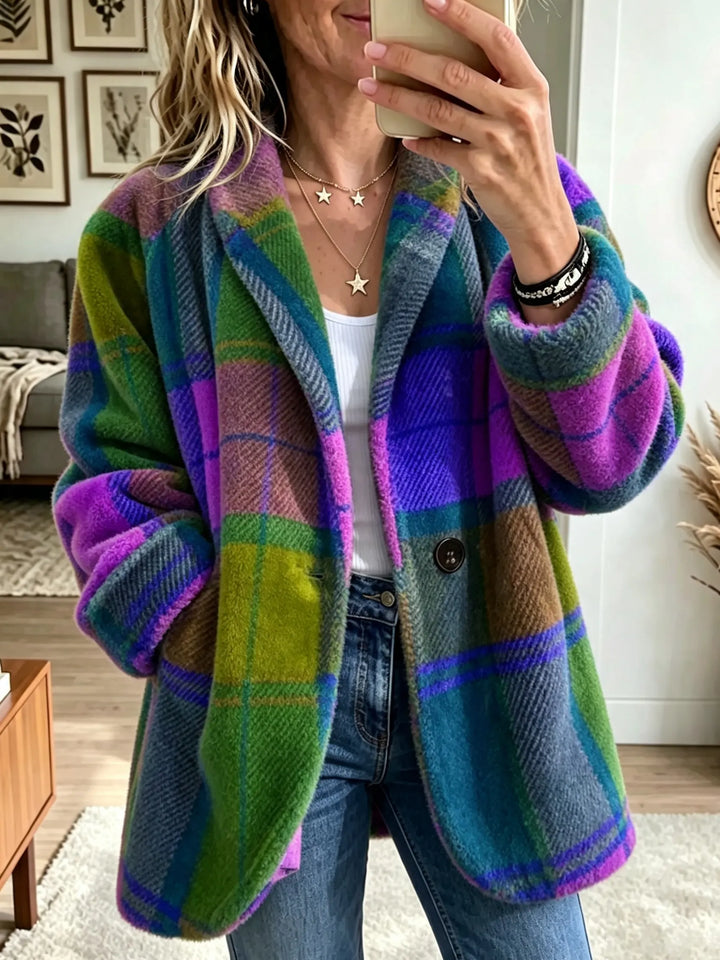 Multicoloured Checkered Arka Coat