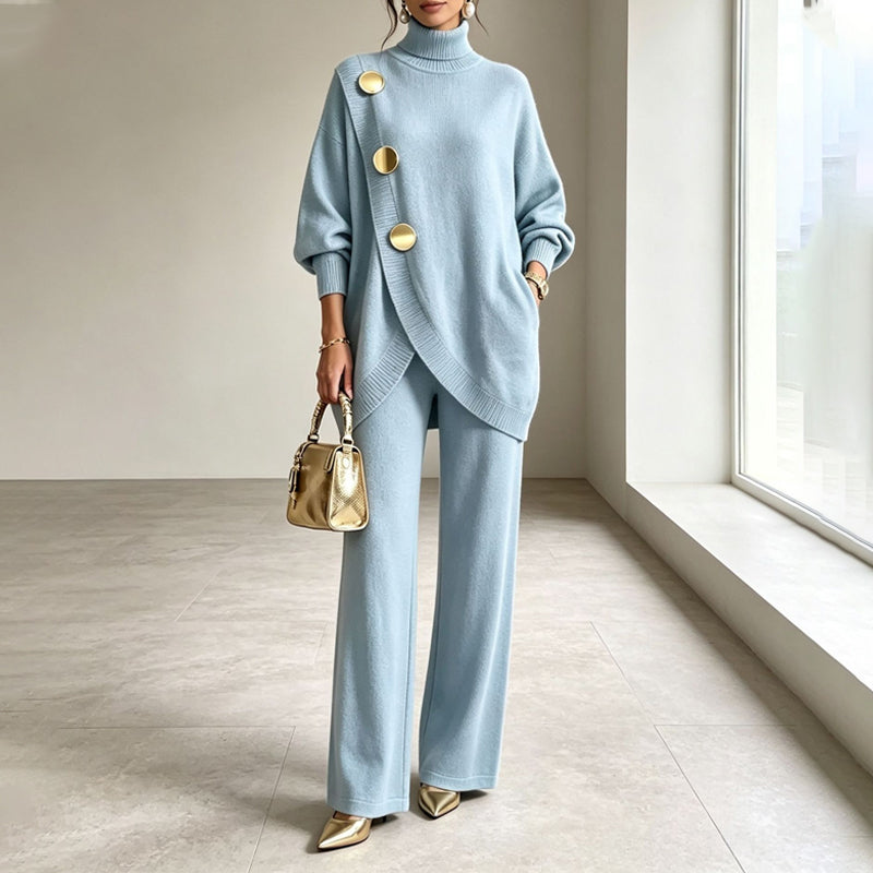 Noa | Knit Set – Turtleneck Sweater &amp; Wide-Leg Pants